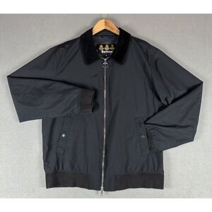 Barbour Jacket Mens XL Black Corduroy Collar Corpach Bomber Quiet Luxury
